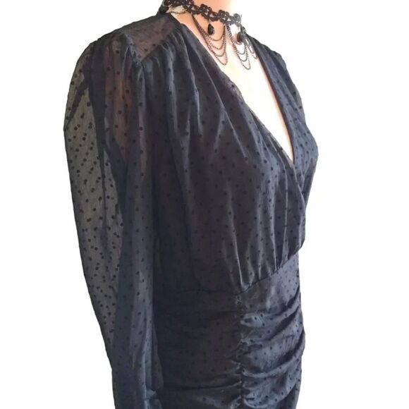 Nasty Gal Black Mesh Quit Ruchin' Spotty Mini Dress Large NWOT - Picture 8 of 16